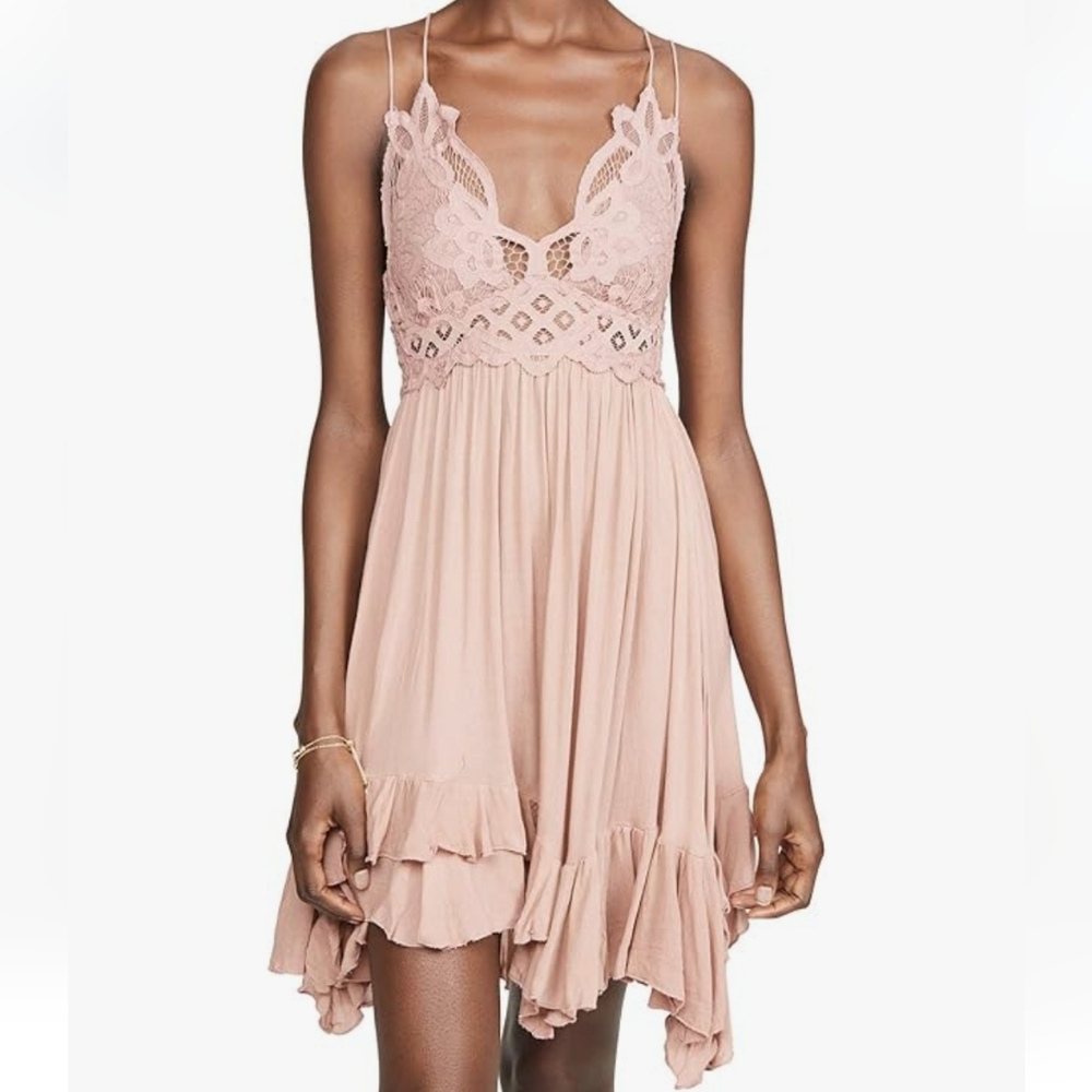 Free People Adella Tan Slip Dress